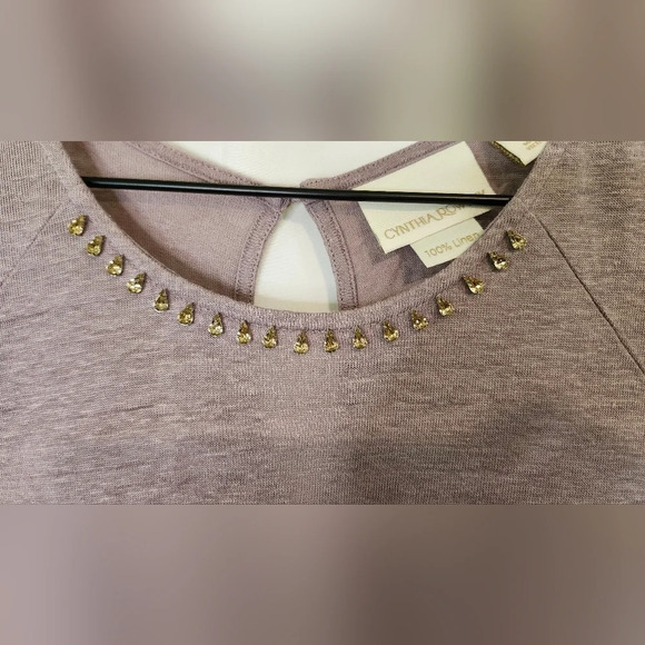 Cynthia Rowley Womens 100% Linen Top Size M Muted Lilac Rhinestones Resort - Picture 8 of 8